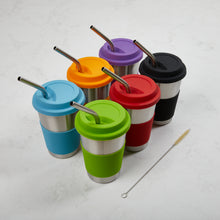 Load image into Gallery viewer, Stainless steel cups 500ml 6 set with Silicone sleeve, lid and stainless Straws